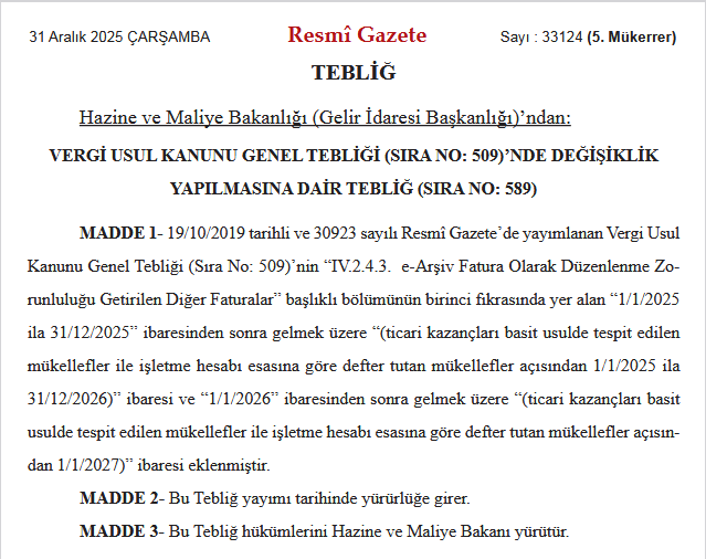 Vergi Usul Kanunu Genel Tebliği Sıra N 509 Da Değişiklik
