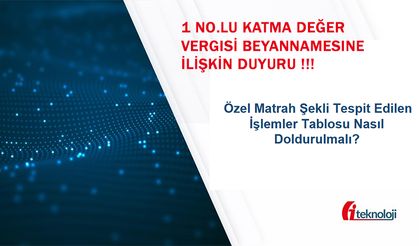 1 NO.LU KATMA DEĞER VERGISİ BEYANNAMESINE İLİŞKİN DUYURU
