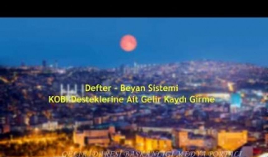 Defter Beyan Sistemi KOBI Desteklerine Ait Gelir Kaydı Girme